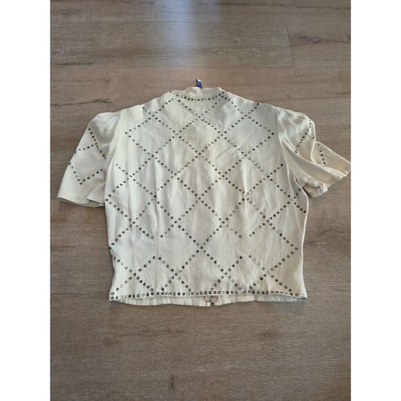 Vintage Original Design Cream Top with Rhinestones Medium to Large - Picture 6 of 9
